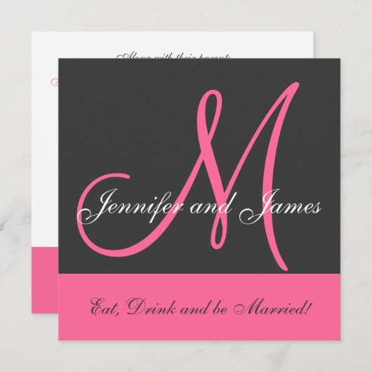 Faire-part de mariage Monogramme Dit Nom rose Grey (Devant / Derrière)