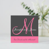 Faire-part de mariage Monogramme Dit Nom rose Grey (Debout devant)