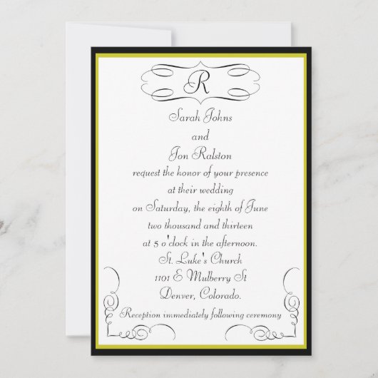 Faire-part de mariage Monogramme d'or noir (Devant)