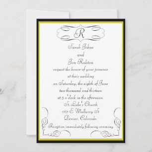 Faire-part de mariage Monogramme d'or noir