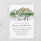 Faire-part de mariage Monogramme du lac Mountain (Devant / Derrière)