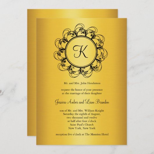 Faire-part de mariage Monogramme élégant (Devant / Derrière)