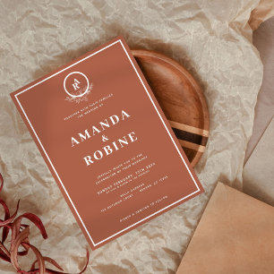 Faire-part de mariage Monogramme en terre cuite