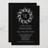 Faire-part de mariage Monogramme fantaisie (noir) (Devant / Derrière)