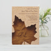 Faire-part de mariage monogramme Feuille d'érable (Debout devant)