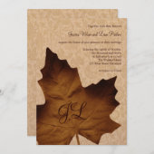Faire-part de mariage monogramme Feuille d'érable (Devant / Derrière)