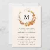Faire-Part de Mariage Monogramme | Feuilles d'Auto (Devant)