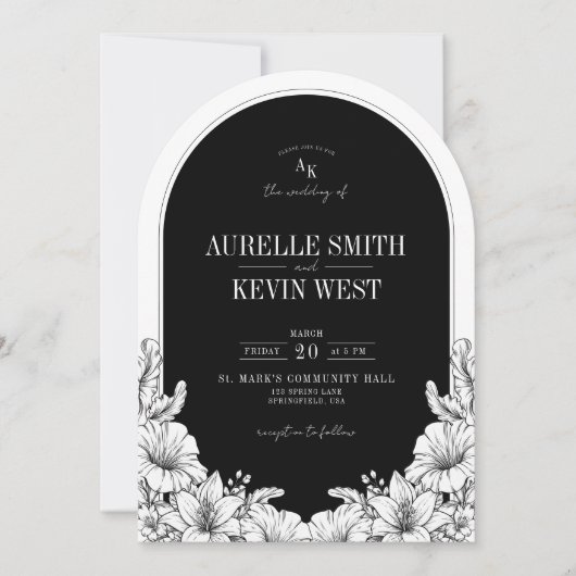 Faire-part de mariage monogramme floral rustique n (Devant)