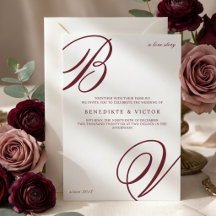 Faire-part de mariage Monogramme Ivoire Bourgogne