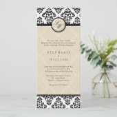 Faire-part de mariage Monogramme ivoire Damask (Debout devant)