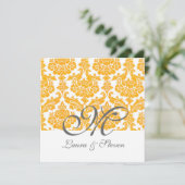 faire-part de mariage monogramme jaune damé (Debout devant)
