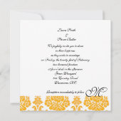 faire-part de mariage monogramme jaune damé (Dos)