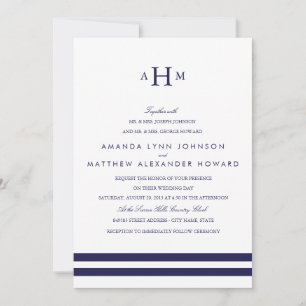 Faire-part de mariage Monogramme Marine