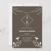 Faire-part de mariage monogramme minimal (Devant)