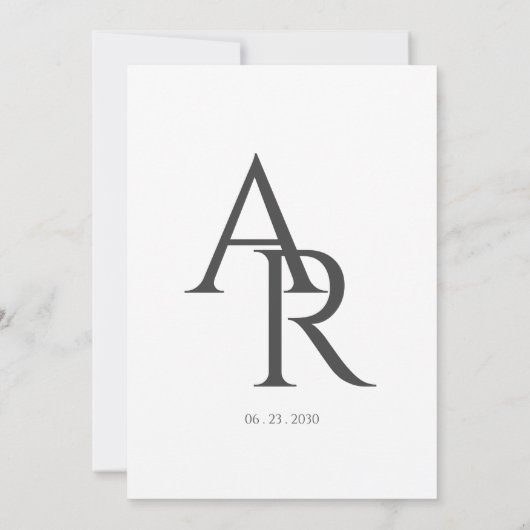 Faire-part de mariage monogramme minimal (Dos)