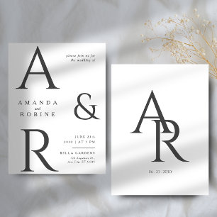Faire-part de mariage monogramme minimal
