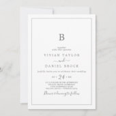 Faire-part de mariage monogramme minimal en argent (Devant)