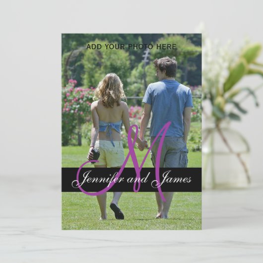 Faire-part de mariage Monogramme moderne (Debout devant)