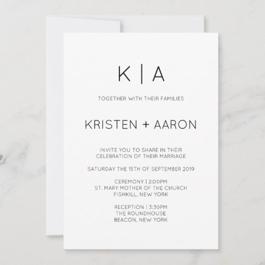 Faire-part de mariage Monogramme moderne (Devant)