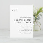 Faire-part de mariage Monogramme moderne blanc sim (Debout devant)