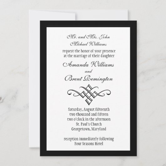 Faire-part de mariage Monogramme moderne en blanc (Devant)