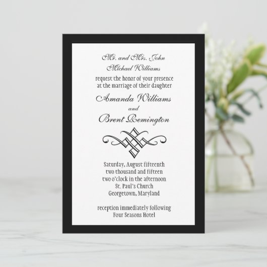 Faire-part de mariage Monogramme moderne en blanc (Debout devant)