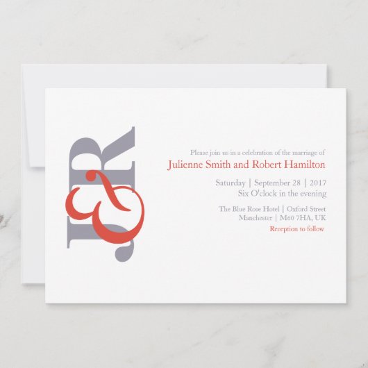 Faire-part de mariage Monogramme moderne et élégan (Devant)