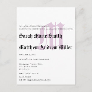 Faire-part de mariage monogramme moderne funky UpB