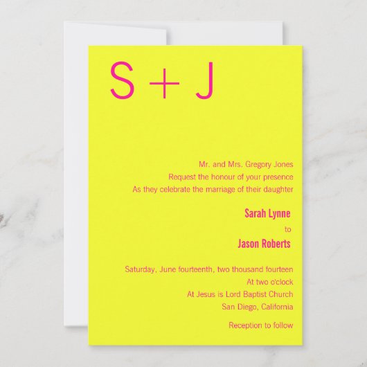 Faire-part de mariage Monogramme moderne - Jaune e (Devant)