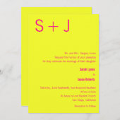 Faire-part de mariage Monogramme moderne - Jaune e (Devant / Derrière)