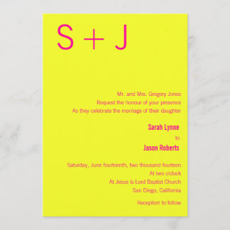 Faire-part de mariage Monogramme moderne - Jaune e