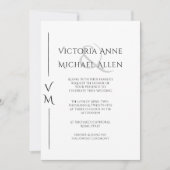 Faire-part de mariage Monogramme moderne noir et b (Devant)