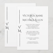 Faire-part de mariage Monogramme moderne noir et b (Devant / Derrière)