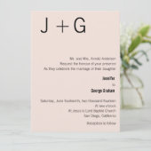 Faire-part de mariage Monogramme moderne - rose et (Debout devant)