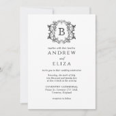 Faire-part de mariage Monogramme noir de luxe clas (Devant)