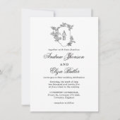 Faire-part de mariage Monogramme noir de luxe clas (Devant)
