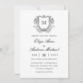 Faire-part de mariage Monogramme noir de luxe clas (Devant)