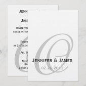 Faire-part de mariage Monogramme noir et blanc (Devant / Derrière)