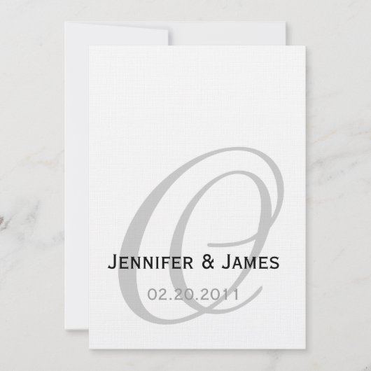 Faire-part de mariage Monogramme noir et blanc (Devant)