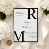Faire-part de mariage monogramme noir et blanc mod