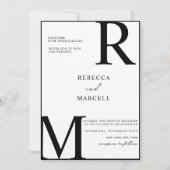 Faire-part de mariage monogramme noir et blanc mod (Devant)