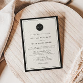 Faire-part de mariage Monogramme noir et écrin cla