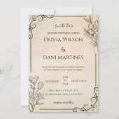 Faire-part de mariage Monogramme noir et écrin cla (Devant)