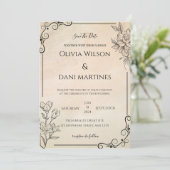 Faire-part de mariage Monogramme noir et écrin cla (Debout devant)