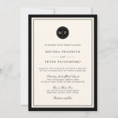 Faire-part de mariage Monogramme noir et écrin cla (Devant)