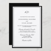 Faire-part de mariage Monogramme noir et écrin cla (Devant / Derrière)