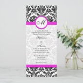 Faire-part de mariage Monogramme noir et rose Dama (Debout devant)