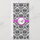 Faire-part de mariage Monogramme noir et rose Dama (Dos)