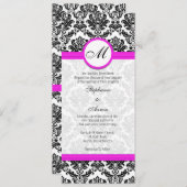 Faire-part de mariage Monogramme noir et rose Dama (Devant / Derrière)