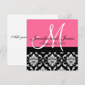 Faire-part de mariage Monogramme Noms Date Damassé (Devant / Derrière)